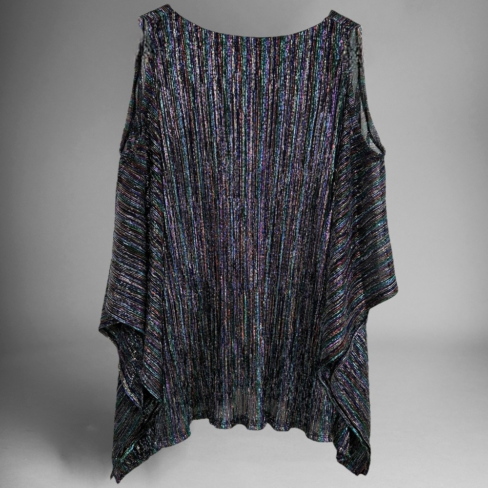 Onyx Nite metallic multi colored Sparkle Blouse Cold Shoulder Style - Picture 5 of 14